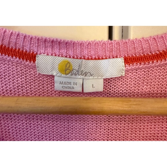 Boden Lightweight Size L Linen Pink/White/Orange Ombré Sleeveless Sweater Vest - Picture 2 of 8